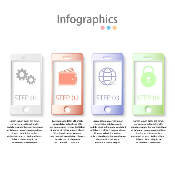 Infografías con un smartphone. Vector . — Vector de stock