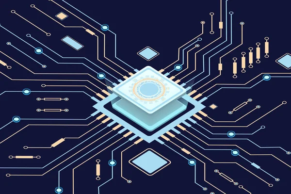 Circuit Board Microchip Microprocessor — Stockvector