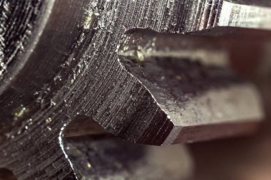 Teçhizat yakın çekim, dişli makro fotoğraf.