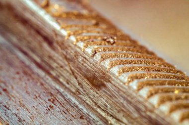 Üçlü çubuk yakın plan. Spiral ipliğin makro fotoğrafı.