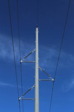 Aşağıda görülen mavi gökyüzü ile İsveçli güç hattı