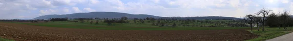 Panorama utsikt över landsbygds landskapet nära Langensoultzbach, Vosges, Frankrike — Stockfoto