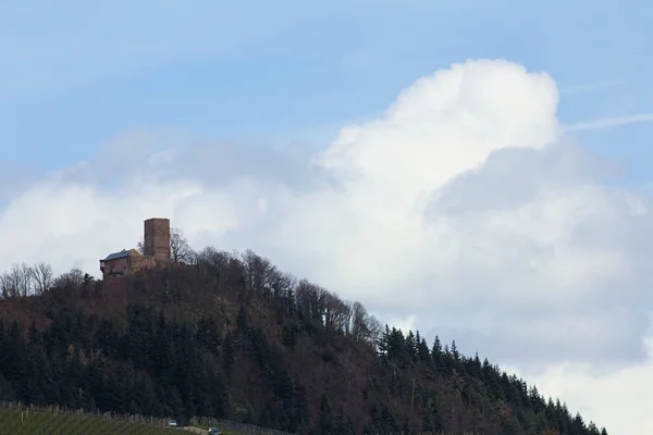 Vista lejana de la ruina del castillo de Yburg cerca de Baden-Baden, Baden-Wurttemberg, Alemania —  Fotos de Stock