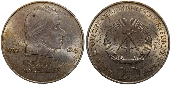 Commemorative coin of the German Democratic Republic with portrait of Friedrich v. Schiller — Stock Photo, Image