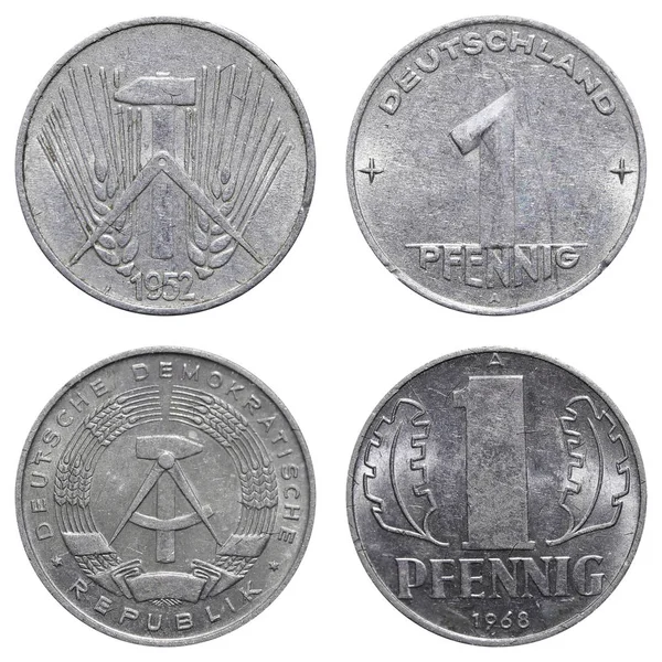 One Pfennig coin of East German mark — Stock Photo, Image