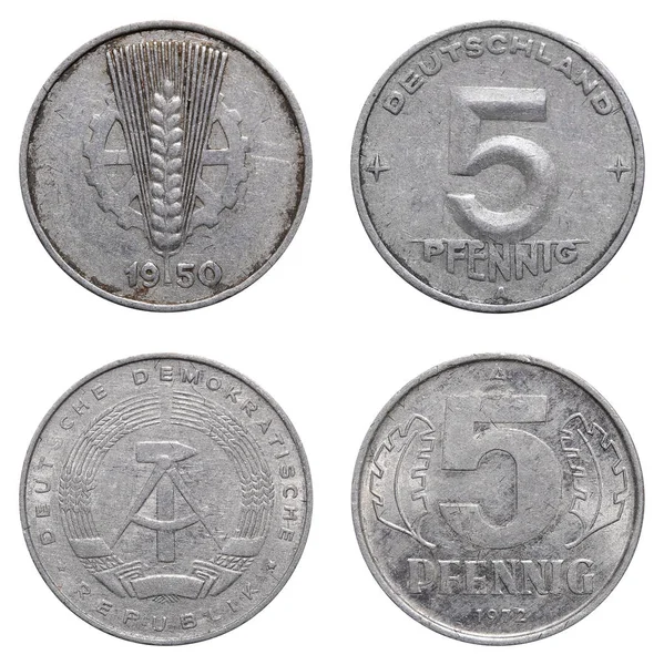 Five Pfennig coin of East German mark — Stock Photo, Image
