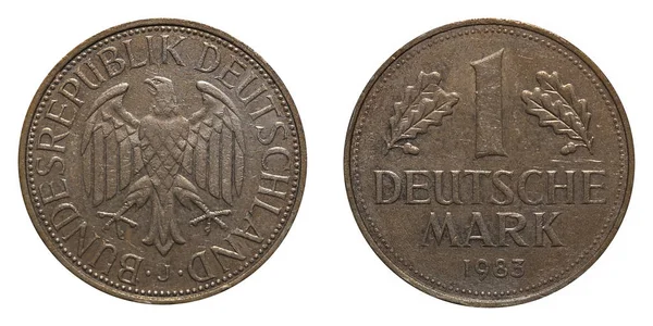 Egy Német Mark érme korábban használt-ban Németország — Stock Fotó