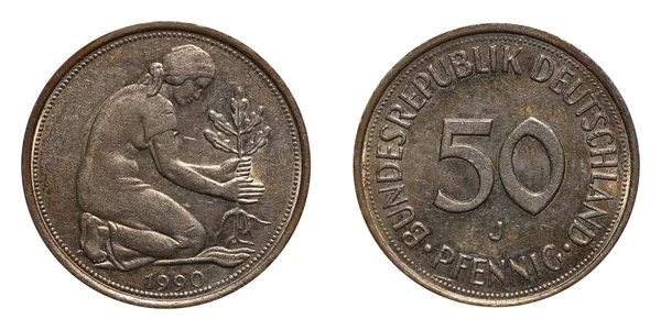 50 Pfennig coin formerly used in Germany — Stock Photo, Image