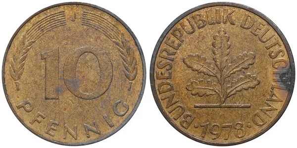 Ten Pfennig coin formerly used in Germany — Stock Photo, Image