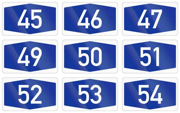 stock image Collection of Numbered highway shields of German Autobahn system