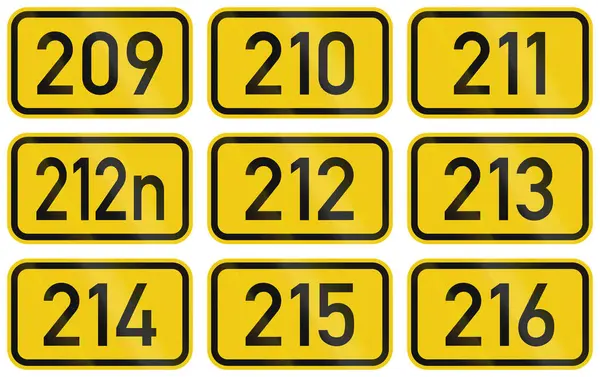 Collection of Numbered highway shields of German Bundesstrassen (Federal roads) — Stock Photo, Image