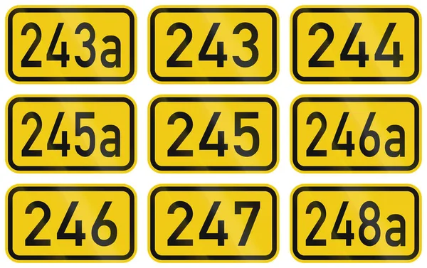 Collection of Numbered highway shields of German Bundesstrassen (Federal roads) — Stock Photo, Image