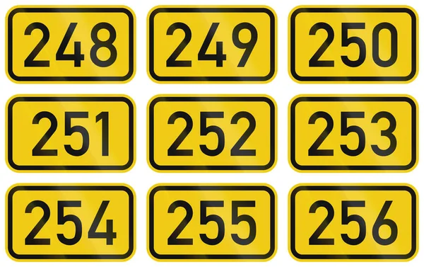 Collection of Numbered highway shields of German Bundesstrassen (Federal roads) — Stock Photo, Image