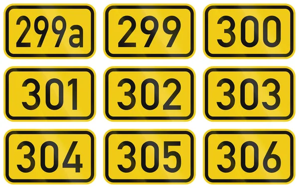 Collection of Numbered highway shields of German Bundesstrassen (Federal roads) — Stock Photo, Image