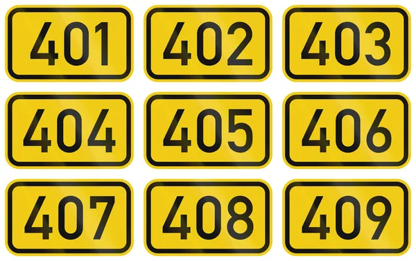 Colección de escudos de carreteras numeradas del Bundesstrassen alemán (carreteras federales ) —  Fotos de Stock