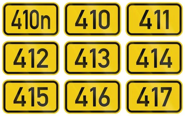 Collection of Numbered highway shields of German Bundesstrassen (Federal roads) — Stock Photo, Image