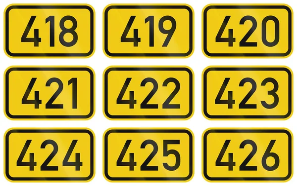 Collection of Numbered highway shields of German Bundesstrassen (Federal roads) — Stock Photo, Image