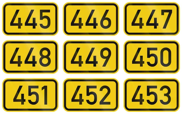 Colección de escudos de carreteras numeradas del Bundesstrassen alemán (carreteras federales ) —  Fotos de Stock