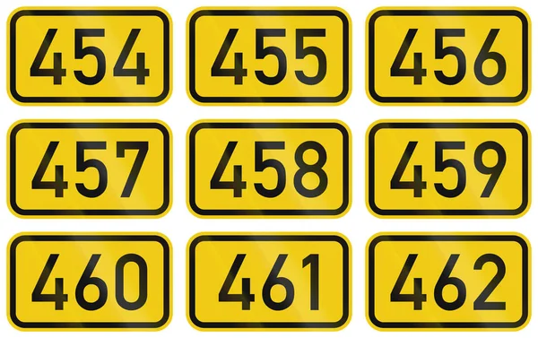 Collection of Numbered highway shields of German Bundesstrassen (Federal roads) — Stock Photo, Image