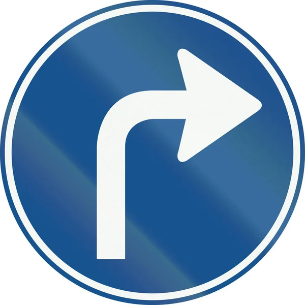 En holländska reglerande vägskylt - sväng höger framåt — Stockfoto