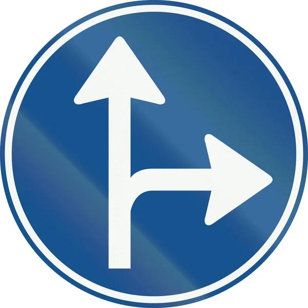 En holländska reglerande vägskylt - rak eller höger framåt — Stockfoto