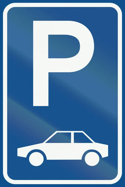 Netherlands road sign E8 - Parking facilities only for passenger cars — Stock Photo, Image