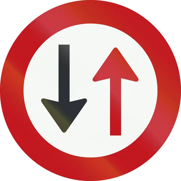 A Dutch prohibition sign - Give way to oncoming vehicles — Stock Photo, Image