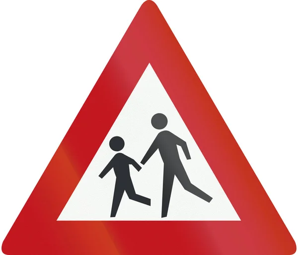 Netherlands road sign J21 - Playing Children — Stock Photo, Image