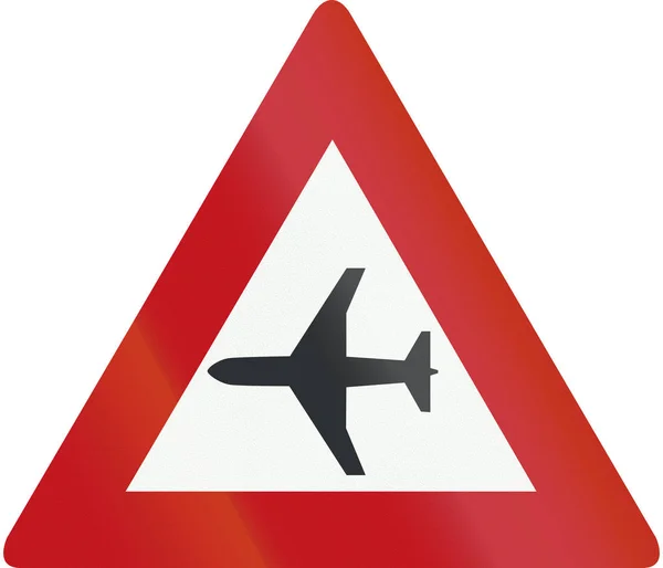 Netherlands road sign J30 - Low-flying aircraft — Stock Photo, Image