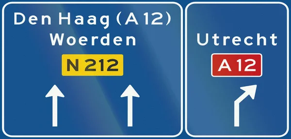 オランダの非高速道路の高速道路のレーン指示 — ストック写真