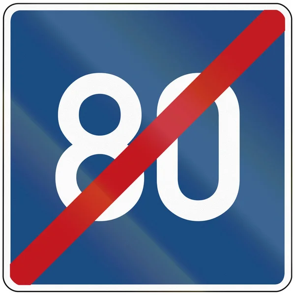 Informacje niemiecki znak: koniec drogi doradczy ograniczenie prędkości — Zdjęcie stockowe