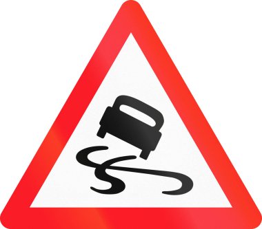 İsviçre - kaygan yol kullanılan uyarı işareti