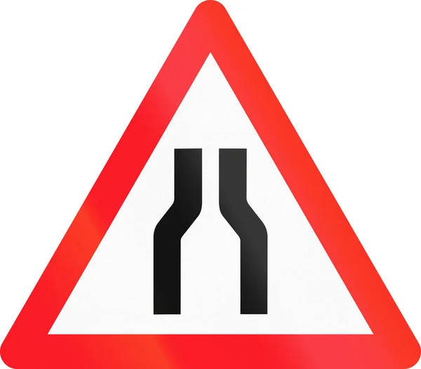 Προειδοποιητικό σήμα χρησιμοποιείται στην Ελβετία - ο δρόμος στενεύει — Φωτογραφία Αρχείου