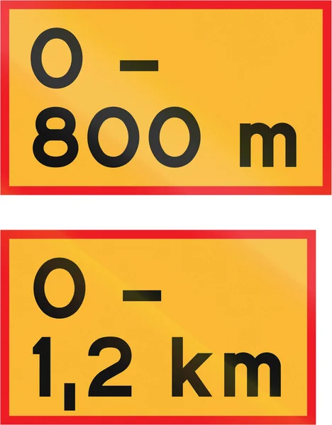 Segnaletica stradale utilizzata in Svezia - Lunghezza del tratto di strada che inizia al segnale — Foto Stock