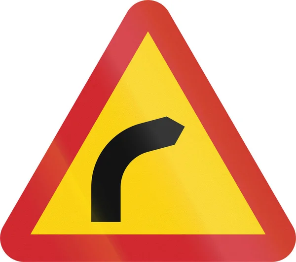 Vägmärke som används i Sverige - farliga kurvan till höger — Stockfoto