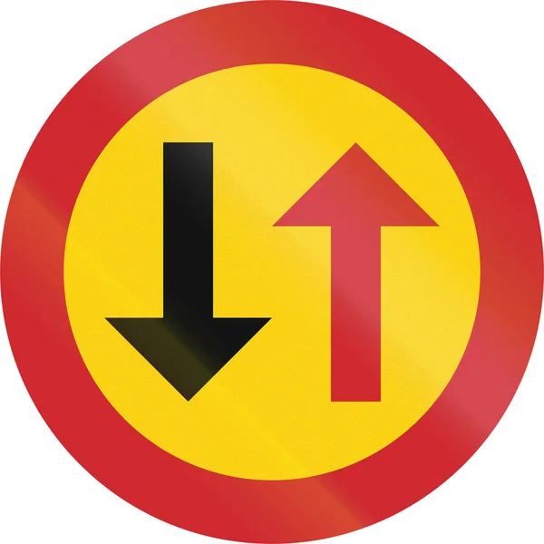 Road sign used in Sweden - Priority for oncoming vehicles — Stock Photo, Image