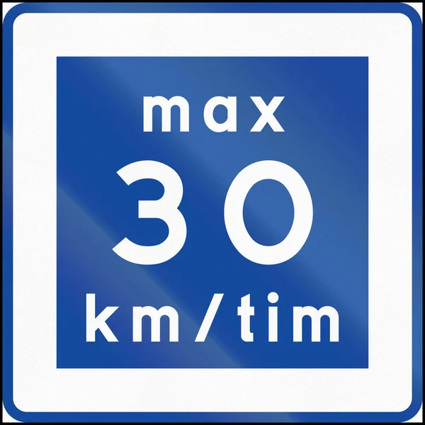 Road sign used in Sweden - Low-speed road (30 kilometers per hour) — Stock Photo, Image