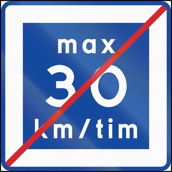 Znak drogowy używany w Szwecji - koniec drogi niskiej prędkości (30 km na godzinę) — Zdjęcie stockowe