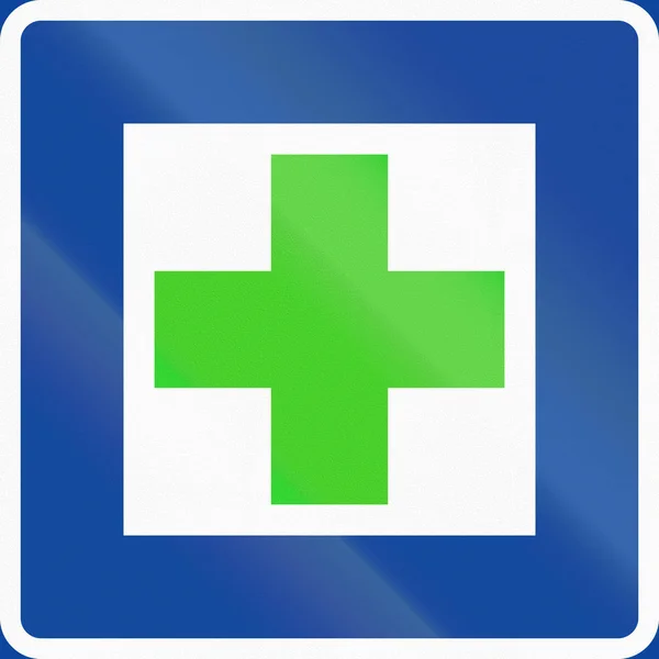 Road sign used in Sweden - First aid — Stock Photo, Image