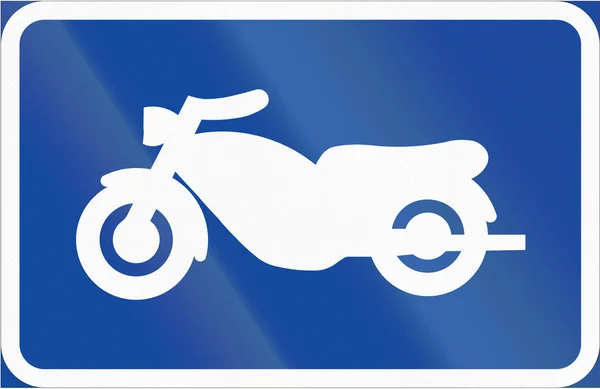 Sinal de estrada utilizado na Suécia - Placa de símbolos para veículos especificados ou para a categoria de utentes da estrada (motociclos ) — Fotografia de Stock