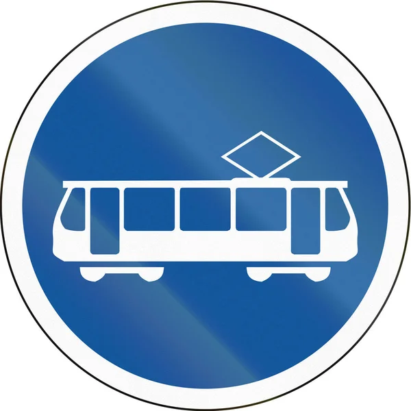 Znak drogowy używany w afrykańskim kraju Botswany - tramwaje tylko — Zdjęcie stockowe