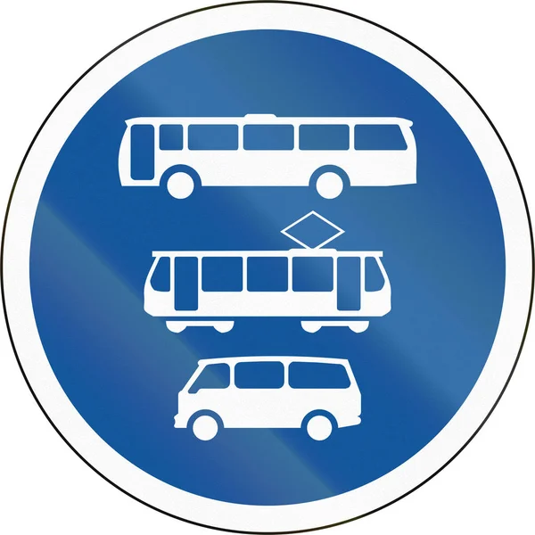 Panneau routier utilisé dans le pays africain du Botswana - Autobus, tramways et minibus uniquement — Photo