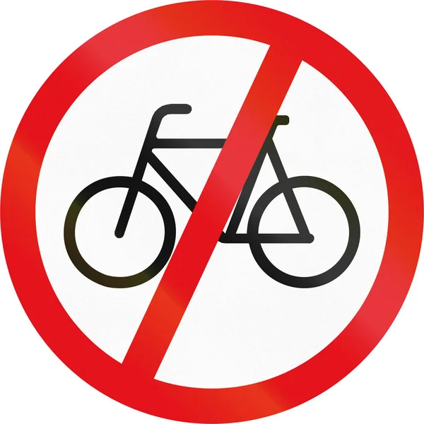 Señal de tráfico utilizada en el país africano de Botswana - Se prohíbe a los ciclistas —  Fotos de Stock