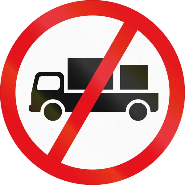 Señal de tráfico utilizada en el país africano de Botsuana - Prohibidos los vehículos de reparto —  Fotos de Stock