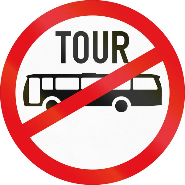 道路标志使用在博茨瓦纳-非洲国家禁止的旅游巴士 — 图库照片