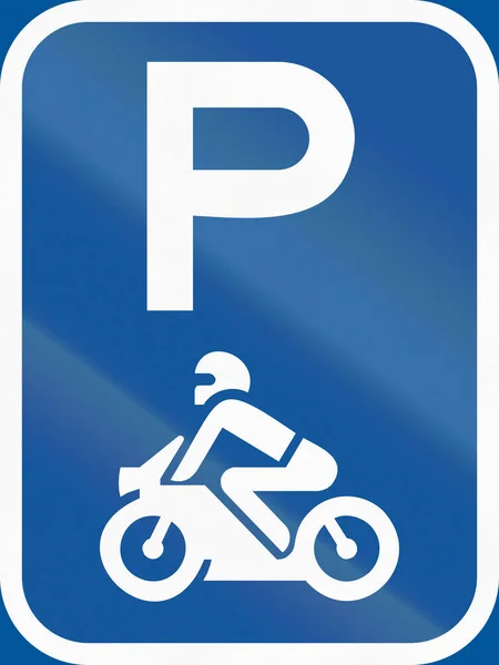 Sinal de estrada utilizado no país africano do Botsuana - Estacionamento para motos — Fotografia de Stock