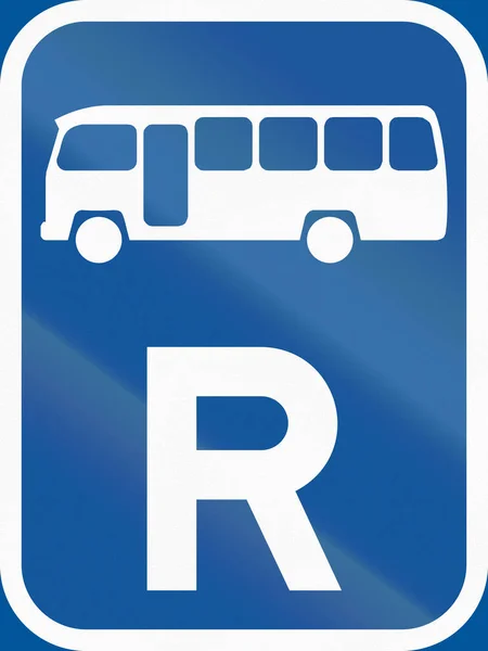 Panneau routier utilisé dans le pays africain du Botswana - Réservation pour les bus midi — Photo