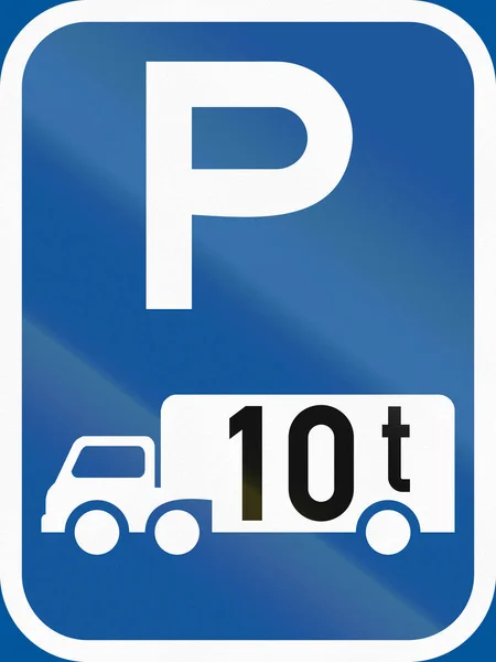 Road sign used in the African country of Botswana - Parking for goods vehicles exceeding 10 tonnes GVM — Stock Photo, Image