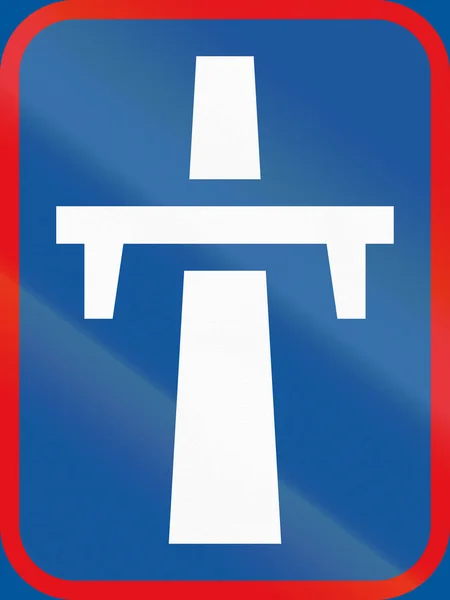 Znak drogowy używany w afrykańskim kraju Botswany - Single jezdni autostrady zaczyna — Zdjęcie stockowe