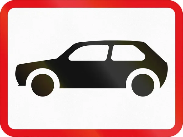 Πινακίδα που χρησιμοποιείται στην αφρικανική χώρα της Μποτσουάνα - το κύριο σύμβολο ισχύει για αυτοκίνητα — Φωτογραφία Αρχείου